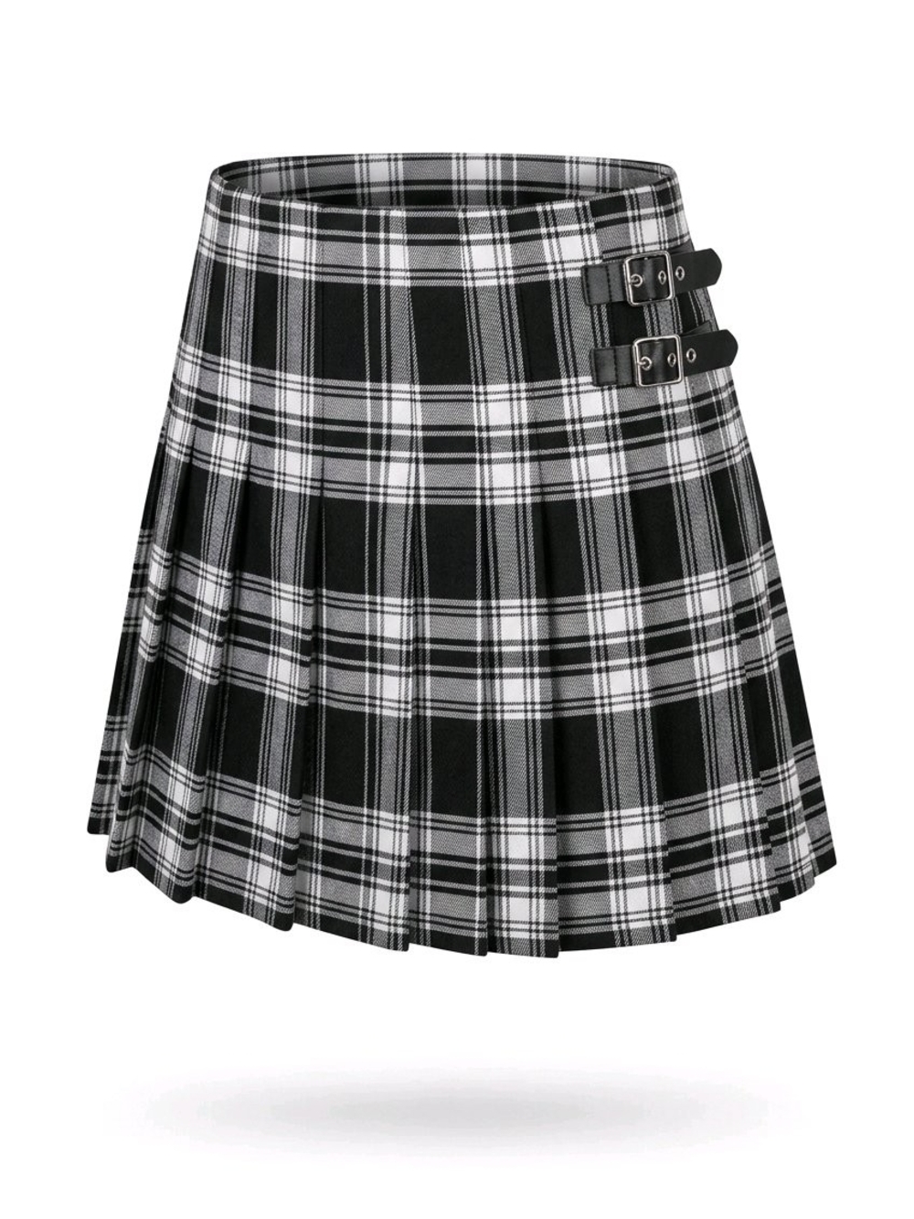 No Boundaries Plaid Pleated Mini Skirt with Buckles, Juniors Size XL 15-17